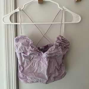 Lavender ruched crop tank top